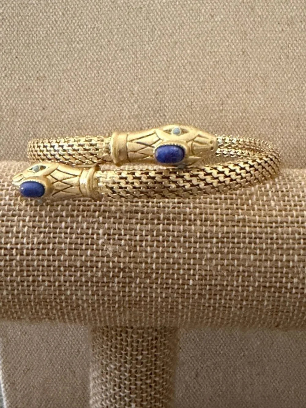 Stella & Dot Cobra Snake Gold Tone Mesh Coil Egyptian Revival Flexible Bangle OS - Picture 2 of 6